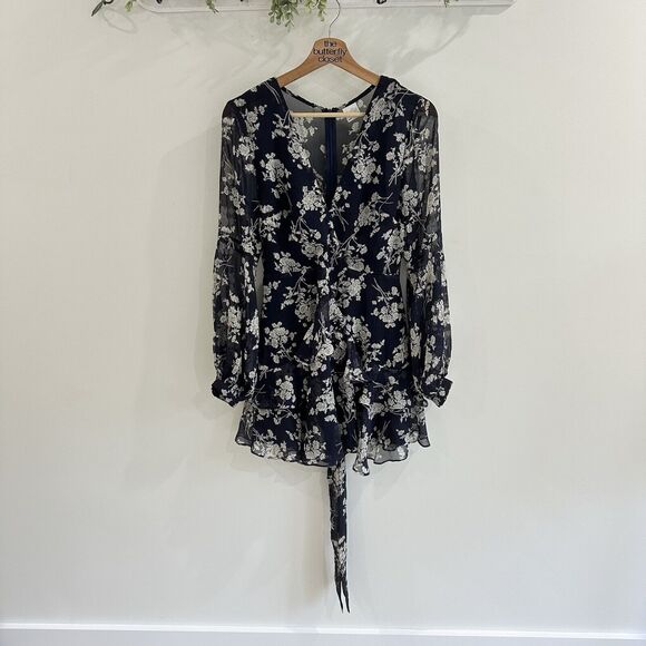 Selfie Leslie Navy Deep Plunge Mini Dress Size S - Picture 1 of 5